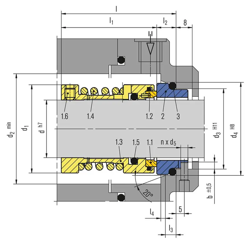 نقشه فنی مکانیکال سیل بورگمن مدل HA211