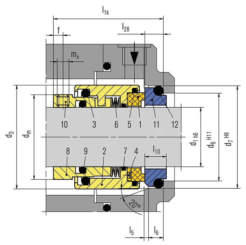 نقشه فنی مکانیکال سیل بورگمن مدل eHJ