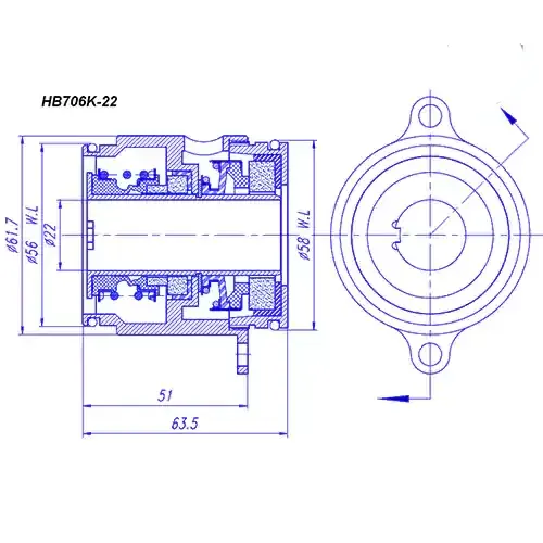 نقشه فنی مکانیکال سیل H-Brinker مدل HB706K-22